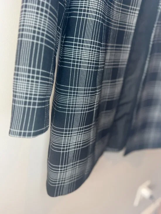 Cynthia Rowley Blazer Jacket S Women Black Plaid Open Long Sleeve Shoulder Pads - Picture 5 of 8